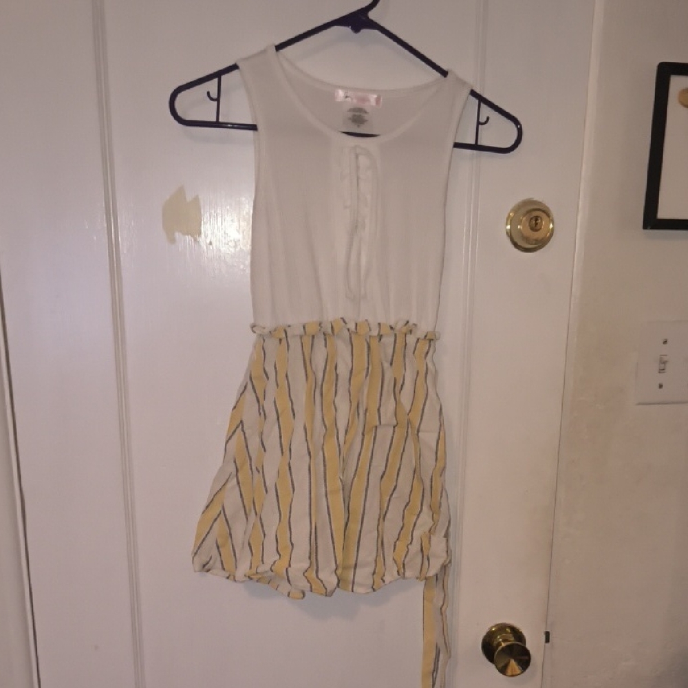 Love To Be Loved | Charming Kids Dress with White and Yellow Stripes